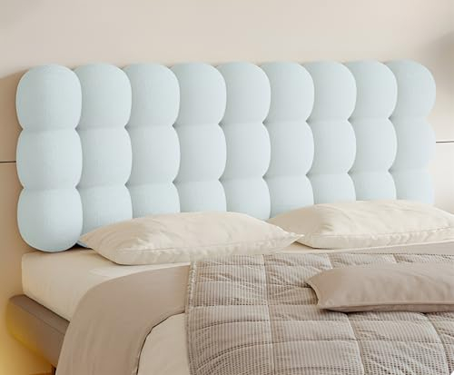 Flanell Schlafzimmer Wandkissen Bett, 13cm Dick Schwamm Wandschutz Bett, Wandpaneele Gepolstert Kinderzimmer, Rückenkissen Bett Kopfteil für Schlafzimmer, Einfache Installation ( Color : Blue , Size :
