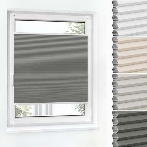 Jalousiescout Wabenplissee ohne Bohren Verdunklung—Thermo plissee Klemmfix Zweifarbig 90x150cm grau-Weiß, Sonnen-, Sicht- & Hitzeschutz Jalousie verdunklung für Fenster & Tür