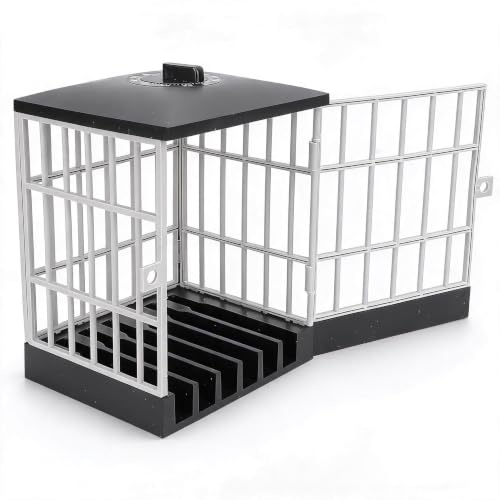 Dpofirs Phone Lock Box with Timer, Cell Phone Jail, Mobile Phone Jail with Timer Cell Phones Prison Lock Up Safe Smartphone Stand Holder Classroom Home Table Office Storage Gadget (Black