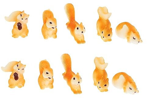FUNOMOCYA 10 Stück Mini Eichhörnchen Schmuck Mikro Landschafts Dekorationen Garten Deko Aus Kunstharz