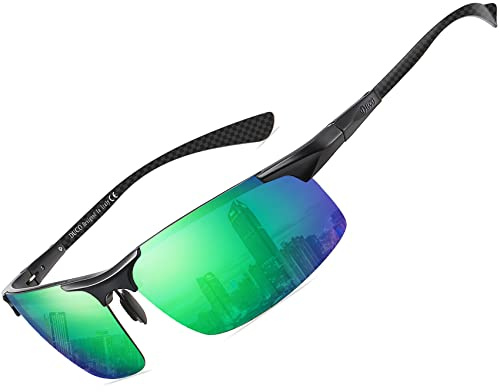 DUCO Herren Polarisierte Sonnenbrille mit Metallrahmen und Kohlefaser Brille Beine Männer Sonnenbrillen Sportbrille Fahrerbrille UV400 CAT 3 8277