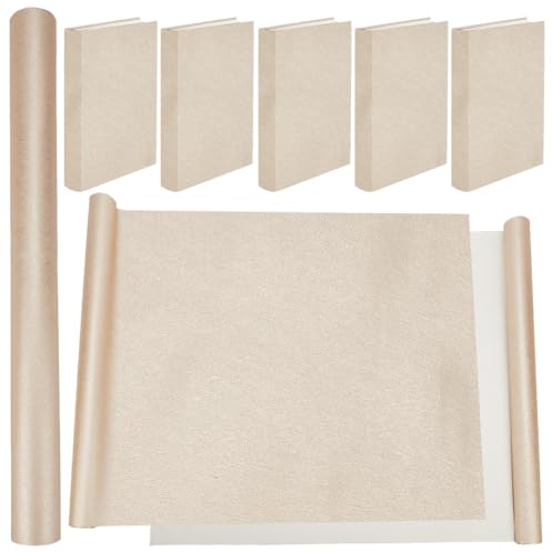 CRASPIRE Panno per Libri da 43 x 16.5 Pollice per Rilegatura di Libri in Pelle PU Color Champagne Superficie Liscia Base Non Tessuta Copertura per Libri A3-A8 Protezione per Quaderni Album