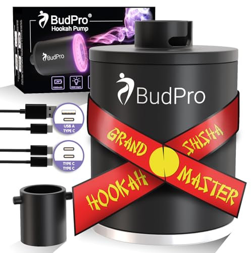 hookah Mini Electric Starter Kit w LED Light Rechargeable Air Pump - Portable Charcoal Starter Set