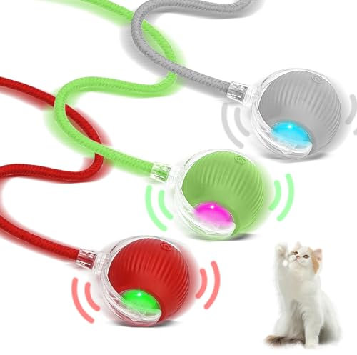 Corpower Interaktives Katzenspielzeug - 3 Stück, USB-Wiederaufladbar, Drei Arbeitsmodi, Elektrisch 360° Intelligent Rollen, Selbstbeschäftigung