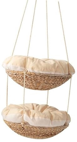 HGZLQKD Cat Hammock Bed Kennel Mat Removable Woven Pet Bed Hanging Cat Basket for Small Animals Puppy Rabbits Indoor Outdoor Kittens