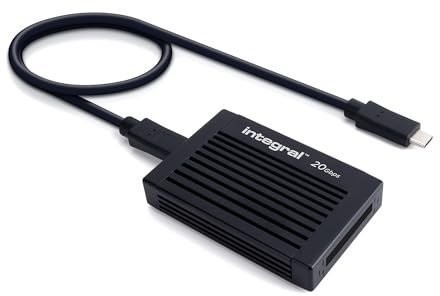 Integral CFexpress 2.0 Type B 20Gbps USB-C Memory Card Reader with 60cm Cable, 3.2 Gen 2x2 Compatible with USB-C Ports High-Speed Transfer for Photographers, Videographers & Content Creators