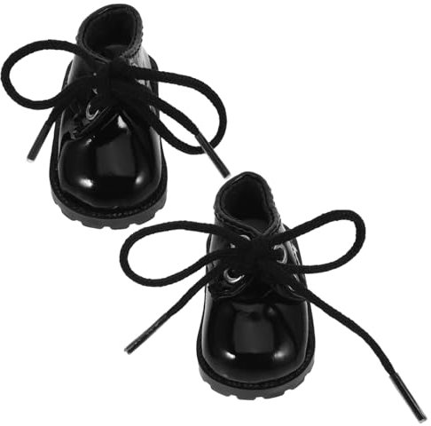 HANABASS Miniatur Puppenschuhe Für Puppen 5,5x2,6cm Schwarze Glänzende Hausschuhe Spielzeug Puppenschuhe Für Kinder Puppenaccessoires Für Dekoration Und Puppenbekleidung
