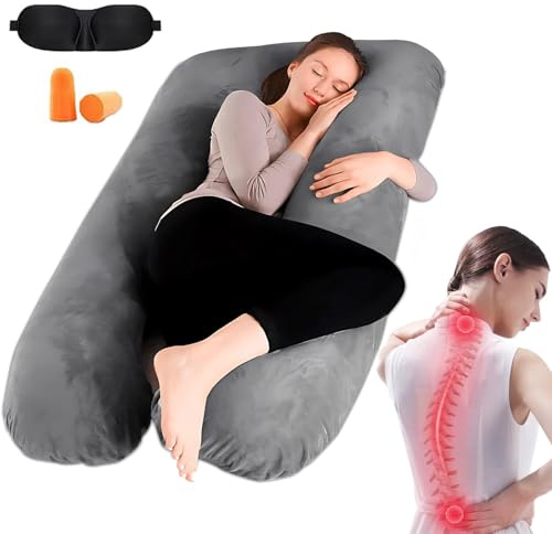 Donubiiu Pillow Daddy Schlafkissen,Schwangerschaftskissen,OrthopäDisches SeitenschläFerkissen，SeitenschläFerkissen U FormfüR Frauen Und SeitenschläFer (Grau)