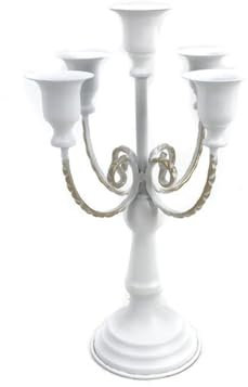 Weißer Vintage-Kerzenhalter aus Metall im europäischen Stil, Ornament, dekorativer Kerzenhalter