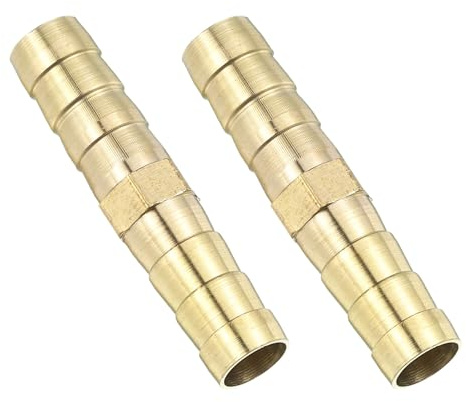 QUARKZMAN 8mm Schlauchverbinder Messing Doppelnippel Kupplung, 2 Stück Schlauchverbinder Benzinschlauch Schlaucharmaturen Gartenschlauch zum Verbinden von Luftschläuchen