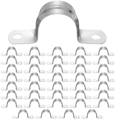 QUARKZMAN 40 Stück U-Rohrschellen 1 25mm 304 Edelstahl Starre Rohrschelle | Zweilochschelle U-Rohrleitungsklammer Clip, zur Installation von Rohrleitungskabeln und -drähten