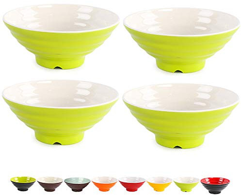 Tazones de Sopa de Fideos Ramen japoneses de 1600 ml (56 onzas) de plástico Duro tamaño A5, Juego de 4 tazones para Ramen, Fideos asiáticos, pho, Udon, tailandeses, Cereales.