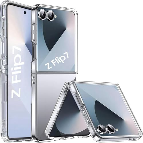 AMPLE Galaxy Z Flip 7 Clear TPU Case Slim Shockproof Protective Cover | Crystal clear flexible TPU case for Samsung Galaxy Z Flip 7 5G Slim shockproof scratch-resistant with full body protection