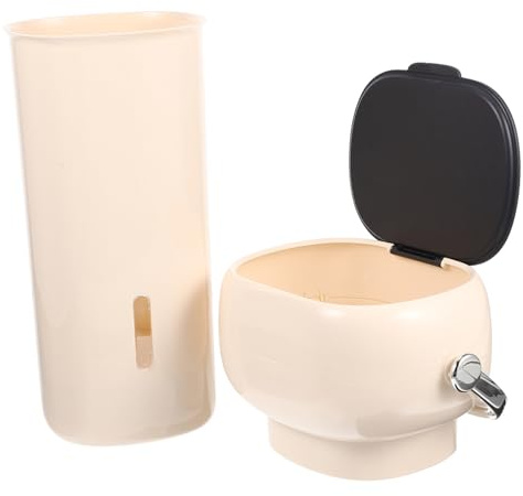 SWOOMEY Caja De Almacenamiento De Copa De Agua Titulares Dispensador De Vasos Portavasos De Baño Dispensador De Taza De Baño Poseedor Tazas Portavasos con Bandeja Abs Beige
