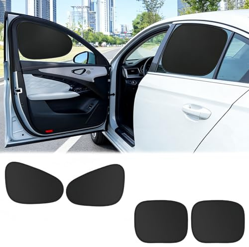 LEOUEANR Paquete de 4 parasoles para ventana de coche, máxima protección solar para ventanas laterales, viseras solares estáticas para niños y bebés, bloqueador UV para ventanas laterales delanteras y