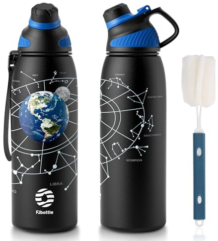 Fjbottle Edelstahl Trinkflasche 1L Sport mit Magnetdeckel für Kohlensäure | Auslaufsicher, spülmaschinengeeignet und ideale Sportflasche für Fitness, Büro und Outdoor; nicht für Fahrradhalter.