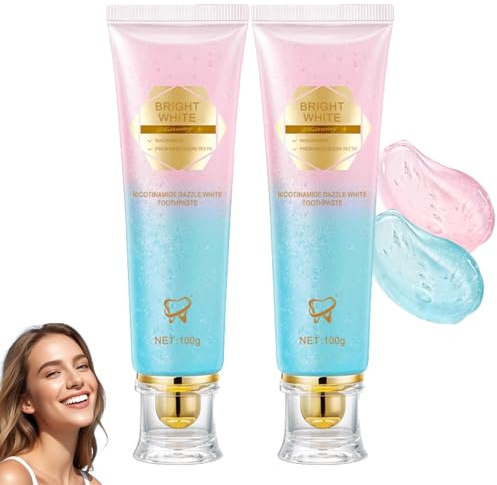 Niacinamid Whitening Zahnpasta,Aufhellende Zahnpasta für weiße Zähne,Zahncreme ohne Fluorid mit Niacinamide für gesunde Tooth & Zahnfleisch,entfernt Verfärbungen,frischen Atem,Zähne Aufhellen(2 Stück)