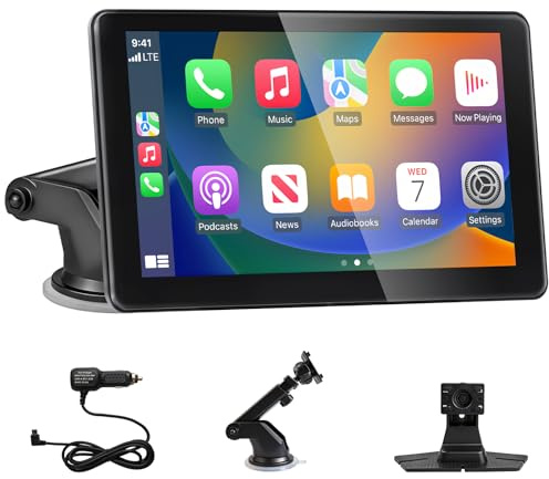 7 Inch Car Play Screen, Wireless CarPlay Android Auto Screen for Cars, Portable HD Touchcreen Car Stereo with Bluetooth 5.3/FM/AUX, Support Mirror Link, AirPlay, GPS Navigation, Voice Control