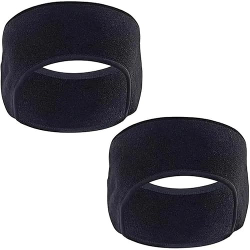 AYZDJ Lot de 2 Bandeaux Chauffants en Polaire Thermique pour Course à Pied – Bandeaux d'Hiver Larges pour Femmes & Hommes, Cache-oreilles Coupe-vent pour Sport par Temps Froid avec Doublure Épaisse