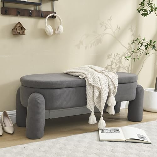 Tidyard Ottomana de Almacenamiento con Asiento: 112x43x43cm, Pana, 150kg, para dormitorios y Salas Modelo YFXLYD-W3056P292518