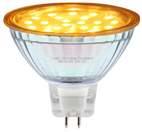 Long Life Lamp Company 12v LED MR16 Amber 4w Low Voltage Spot Light Bulb GU5.3