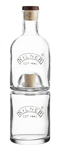 Kilner Stapelsbares 2er Flaschenset mit je 350 ml, Glas/Kork, Maße: 10,1 x 10,1 x 30,5 cm