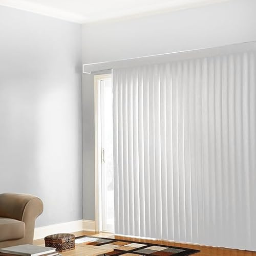BlindDen - Vinyl Vertical Window Blinds for Home - Vertical Blinds for Sliding Glass Doors - White (90 W x 48 H)