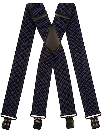Olata Tirantes para Hombre en X, Resistentes de Tejido Grueso, 50 mm | Tirantes en X de 50 mm resistentes con clips resistentes, cruce de piel; ajustables para trabajo o ropa formal.