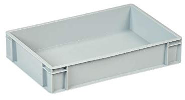 10 x Euro Containers - 600x400x118 (Closed handles) - Grey Stacking Plastic Crates - Heavy Duty Storage Boxes - Food grade Bakery/Dough tray