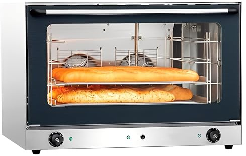 MBH - Horno de convección industrial eléctrico 60x40 para hostelería y panadería. Horno para pan profesional de 4 bandejas de 60x40 cm para bollería y pastelería.