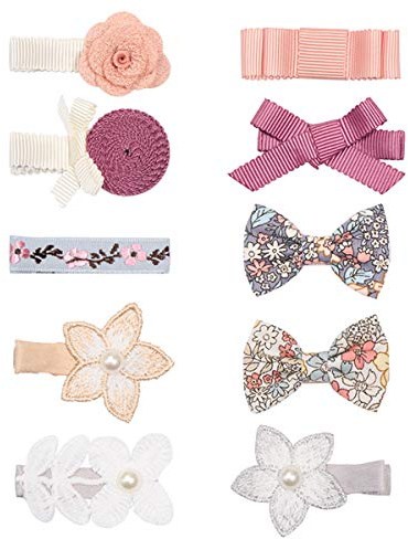 AIMIYan Baby Girl Lace Flower Bow Hair Clip Set 10 pcs