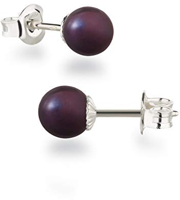 Schöner-SD Damen Ohrstecker 925 Silber mit runden Perlen Kugeln 6mm