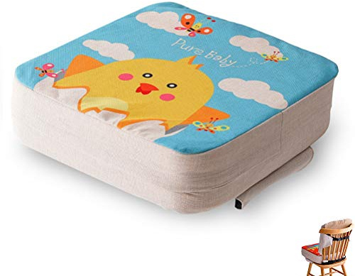 Kinder Sitzkissen Sitzerhöhung Stuhl, Fansu Baby Tragbar Sitzkissen Cartoon Quadratische Verstellbar Zerlegbar Kleinkinder Esszimmerstuhl ErhöHen Pad Esszimmer Boostersitze (Gelbes Huhn,40x40x10cm)