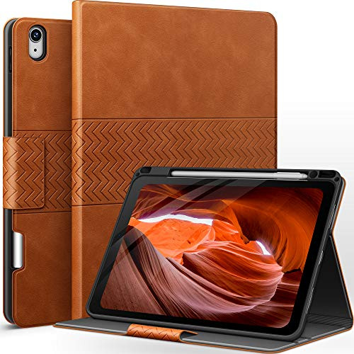 AUAUA Hülle für iPad Air 11 Zoll M4/M3/M2 (2026/2025/2024), iPad Air 5./4. Generation (2022/2020) 10.9 Zoll, mit Stifthalter, Auto Schlaf/Aufwach, PU Leder (Braun)