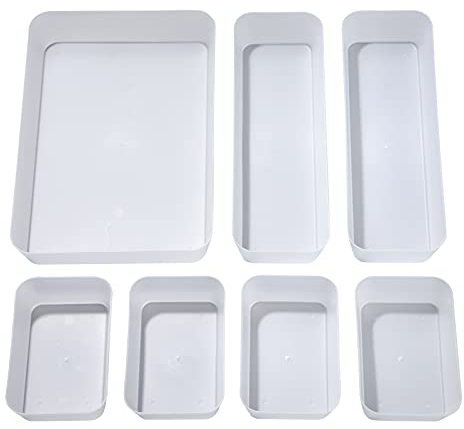 MaoXinTek Schublade Organizer, Getrennte Aufbewahrungsboxen mit 3 Größen, Kunststoff Ordnungssystem Transparent Kosmetik Schreibwaren Organizer für Küche Büro Schminktisch (8 Stücke)