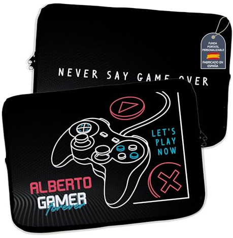 Housse pour Ordinateur Portable et Tablette. Personnalisé avec Nom. Sacoche PC. Néoprène. Pochette Sacoche pour Chromebook Ultrabook Netbook Tablette. Gamer Forever