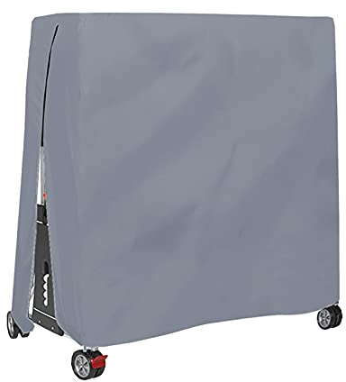 blesvt Tischtennisplatte Abdeckung 420D Oxford Wasserdichtes Gewebe Ping Pong Tisch Abdeckung Outdoor Tischtennistisch Schutzhülle, 185 x 165 x 70cm (Grau)