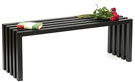 DanDiBo Gartenbank Metall Massiv Wetterfest Schwarz 120 cm Sitzbank Modern Ida 96245 Parkbank Eisen Lamellenbank