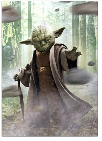 Displate Offiziell Star Wars MetallPoster Magnetische Befestigung Inklusive Lizenziert Bilder Hochwertiges PosterAction Poses - Yoda Poster Gr��e - 45 cm x 32 cm