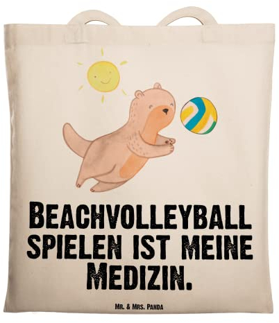 Mr. & Mrs. Panda Tasche Otter Beachvolleyball - Geschenk, Volleyballturnier, Shopper, Tragetasche, Ballsport, Tote Bag, Volleyball, Umhängetasche, Strandballspielen, Strandvolleyball, Jutebeutel
