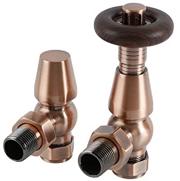 MILANO Antique Copper Thermostatic Angled Radiator Valves
