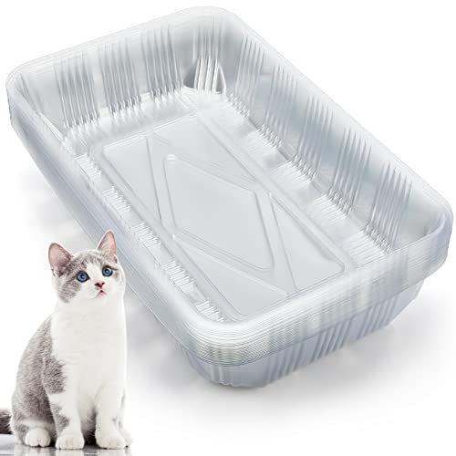 Tessco for you 30 Pack Disposable Litter Boxes for Cats, Clear