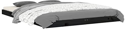 vidaXL Sängram 135x190 cm massiv furu svart, träsängram, sängram i trä, sovrumsmöbler, träsängramar, sängramar i trä, säng, sängar, träsäng, träsängar