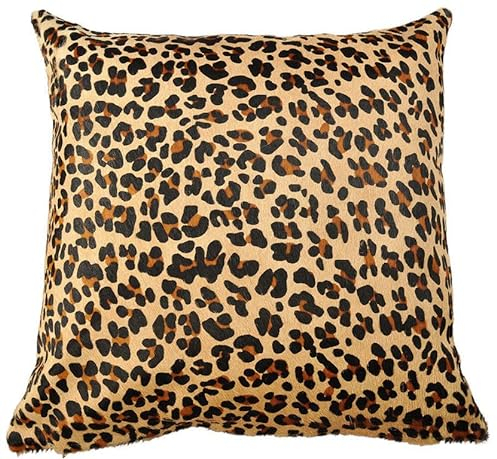 KUHFELL Kissen HÜLLE Kissenbezug 50 x 50 cm Leopard BEIDE Seiten AUS ECHTEM KUHFELL
