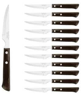 Tramontina - Couteau à Steak marron Spanish 22cm. Inox et technobois. X 12
