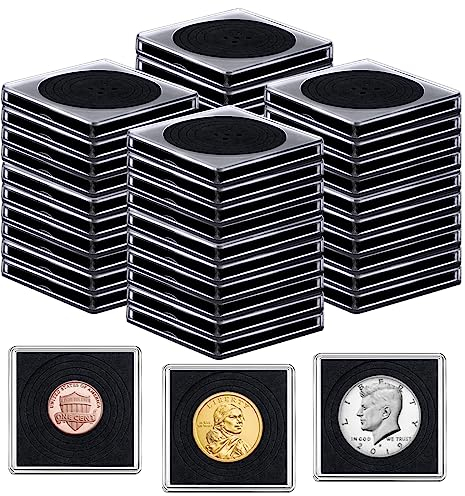 Fansunta 40 Stück verstellbare Acryl-Münzsammelhüllen mit Schwämmen, Münzschnapphalter, silberfarbene Dollar-Schutzhüllen für Sammler, Münzdollar-Sammelzubehör (20 mm - 40 mm)