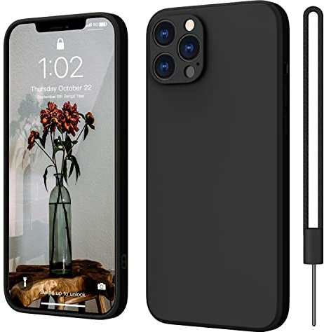ElestBela für iPhone 12 Pro Hülle, Handyhülle für iPhone 12 Pro Ultra Dünn Slim mit Microfiber, Kratzfeste Rundumschutz Case Schutzhülle Hülle Schwarz