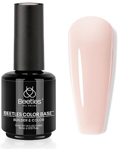 Beetles Builder Base 15 ml färgat underlag, värme jade gel nagellack 3-i-1 gummi UV LED-lampa krävs naken rosa färg baslack för manikyr