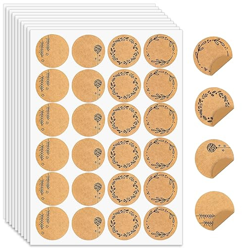240 Sticker Weihnachtssticker Rund Kraftpapier Aufkleber Personalisiert Selbstklebend Handmade Etiketten Beschriftung Optik Flora für DIY Weihnachtskarten Umschlag Geschenktüten