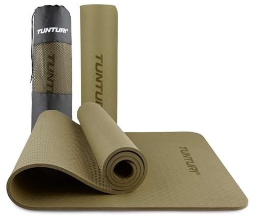 Tunturi Dicke Yogamatte 8mm - Rutschfest Gymnastikmatte - Mit Tragegurt - Für Yoga und Pilates - Sportmatte 183x61x0,8cm -Schadstofffrij - Besonders komfortabel